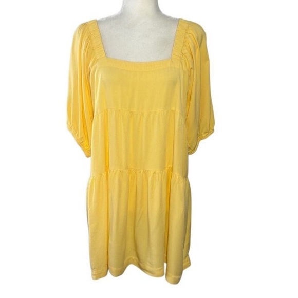 Women's Tiered Babydoll Dress in Butter Yellow - Picture 1 of 4